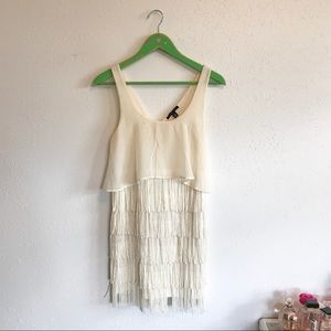 American Eagle cream fringe dress size 0
